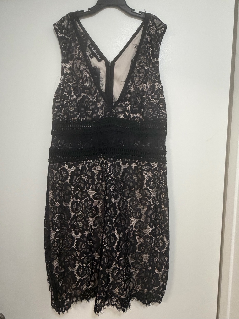 Sleeveless Black Lace V-Neck Dress by Unknown Brand